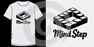 Creative minimalist tshirt design featuring an abstract mazelike puzzle graphic with bold typography below it