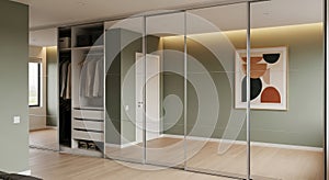 mirrored closet doors reflecting interior design