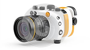 Creative Camera Design with Unique Modern Features Isolated on White Background