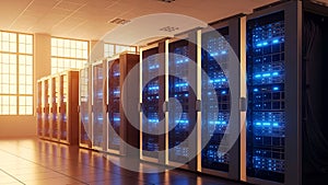 Server Room Data Center Modern Network and Cloud Computing