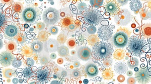Seamless pattern of bacteria on white background