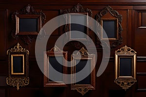 An image that showcases a set of four intricately designed antique photo frames