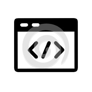 Coding Icon in Browser Window for Web Development Concepts