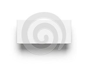 A minimalist white rectangular object on a plain white background
