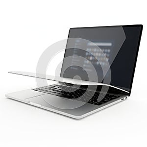 Modern laptop displaying code on screen