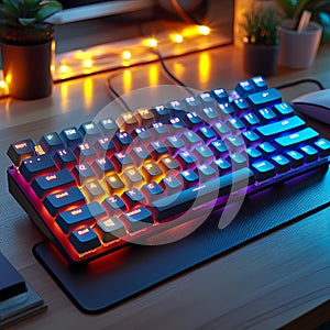 Sleek Mechanical Keyboard with Colorful Accents photo