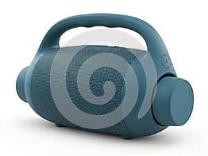 Stylish portable turquoise fabric speaker with ergonomic handle for outdoor and indoor use