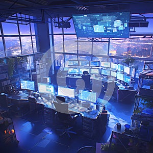 High-Tech Security Control Room