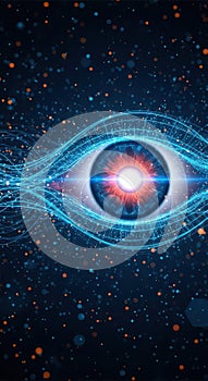 Digital Eye Abstract Background, Futuristic Technology, AI, Data Visualization, Network