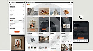 The image showcases a user interface design for a mobile application or website. It