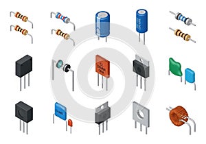 Assorted electronic components and passive circuit elements in various forms