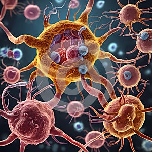 Microscopic View of Immune Cells