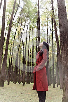 Autumn beauty,Young woman with autumn forest