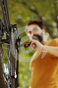 Close-up view of bicycle parts photo