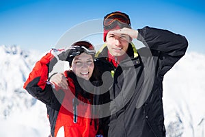 Two skiers on a break photo