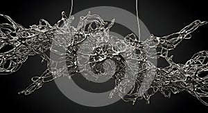 Abstract silver web structure on black background