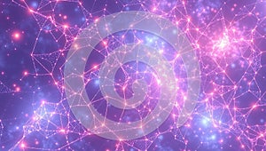 Abstract Network Glowing Lines and Nodes Background