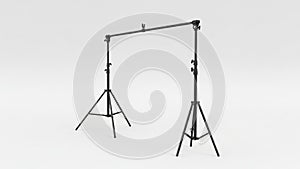 Photography studio lighting setup with two adjustable light stands and a crossbar