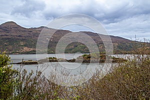 Landscape of the Scottish highlands and a loch