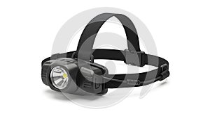 black headlamp with adjustable strap on white