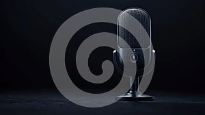 A black microphone on a stand.