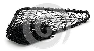 black knotted string bag on a white background