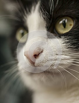 Sweepy, black and white cat - the face.