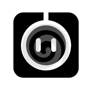 Black and White Electrical Outlet Icon Depicting Energy and Power