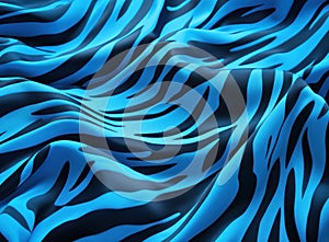 the image shows blue, black, and white zebra stripes on a blue fabric,