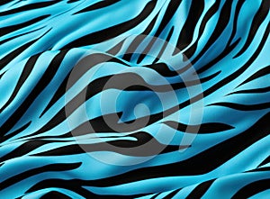 the image shows blue, black, and white zebra stripes on a blue fabric,