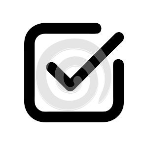 Checked Box Symbol: Modern Black and White Graphic Element