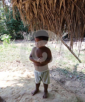 Native america child in the Amazon
