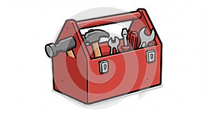 red toolbox filled with various hand tools