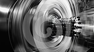 Metal Object Rotating in a Machine with Blurred Background