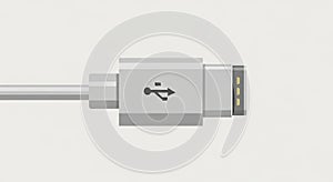 Close-up of a USB cable connector on a white background