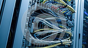server rack cabling with ethernet connections
