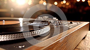 A close up of a turntable with a record on it.