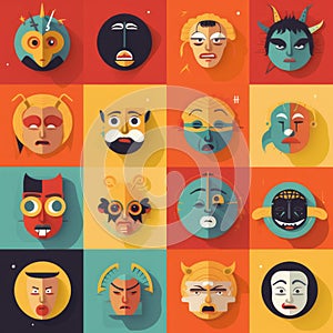 The image shows a collection of character faces.