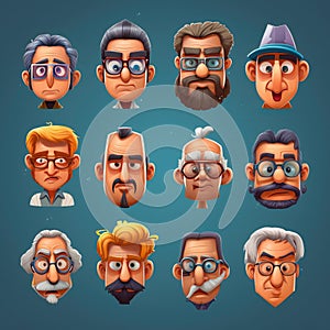 The image shows a collection of character faces.