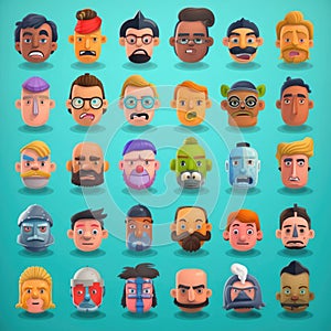 The image shows a collection of character faces.