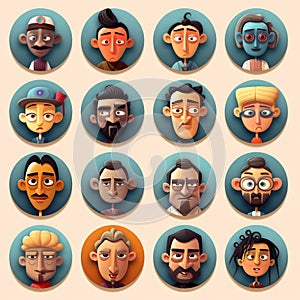 The image shows a collection of character faces.