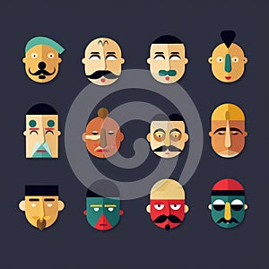 The image shows a collection of character faces.