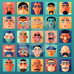 The image shows a collection of character faces.