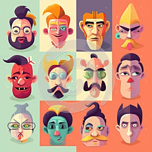 The image shows a collection of character faces.