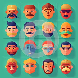 The image shows a collection of character faces.