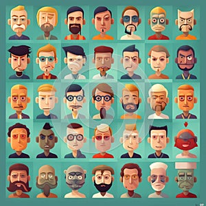 The image shows a collection of character faces.