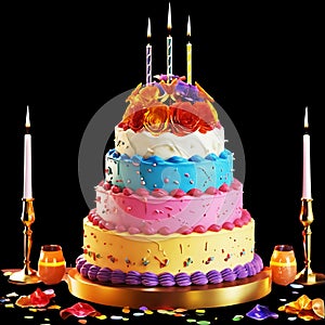 Celebrating in Style: A Festive Birthday Cake Delight photo