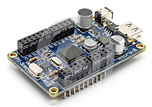 Development board with microcontroller and multiple connectivity options for electronics projects