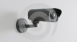 security camera mounted on a white wall