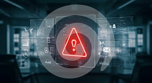 cybersecurity alert on digital interface display